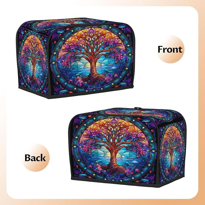 Toaster Cover 4 Slice Wide Slot Tree of LifeBread Toaster Oven Dustproof Cover Small Appliance Kitchen Covers Dust and Fingerprint Protection for Women Gift 4 Slice