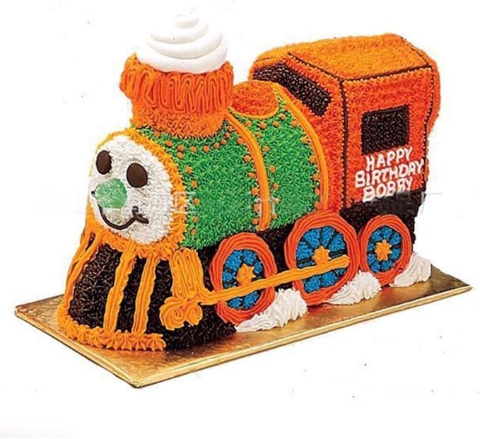 2 PCS Train Shape Cake Pan Mould, Locomotive Shaped 3D Birthday Aluminum Cake Baking Pan Tool (11.5 inches)