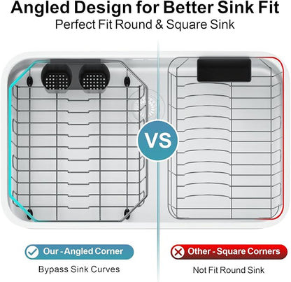 GSlife Small in Sink Dish Drying Rack - Stainless Steel Compact Dish Drainer for RV Kitchen Apartment Sink, Rust Resistant Inside Sink Rack, 1–2 Person Households, 11.6" W x 13.4" L, Gunmetal Grey