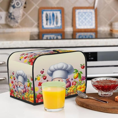 Cute Gnome Toaster Cover 4 Slice Wide Slot Washable Toaster Covers | Fruits Art Dust and Fingerprint Protection Bread Maker Covers for Kitchen Accessories Decor Bakeware Women Gift