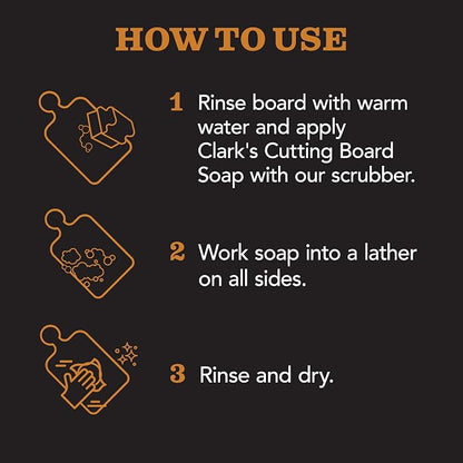 CLARK'S Cutting Board Cleaner Unscented - Soap for Butcher Block, Countertop and Utensils - Cleans and Restores Wood - Use Before Food Grade Mineral Oil