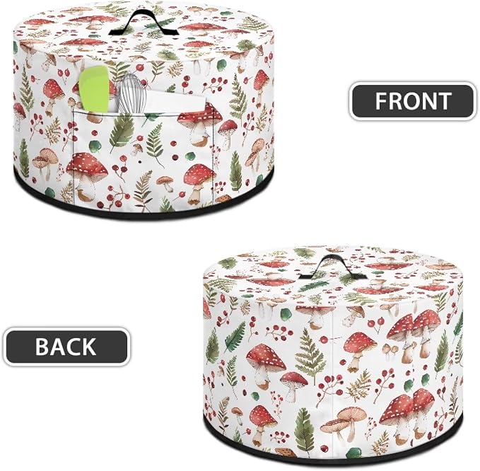 Ferns Mushrooms Slow Cooker Dust Cover Compatible with 6-8 qt Crock for Pot Small Kitchen Appliance Decor with A Top Handle and Pocket