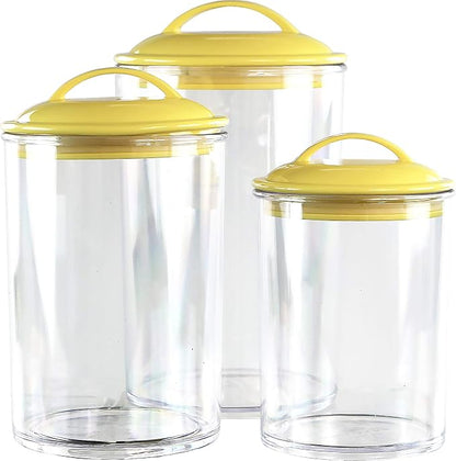 Reston Lloyd Food Storage Containers, BPA Free Airtight Canisters for Cereal, Pasta, Sugar, Coffee, Flour, Cookies, Loose Tea, for Kitchen Organization Set of 3 Lemon (Pack of 4)