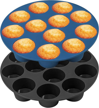 Webake Silicone Air Fryer Muffin Pan for Baking Egg Bites Silicone Mold, Nonstick 1.8 Inch Mini Muffin Tin BPA Free Set of 2