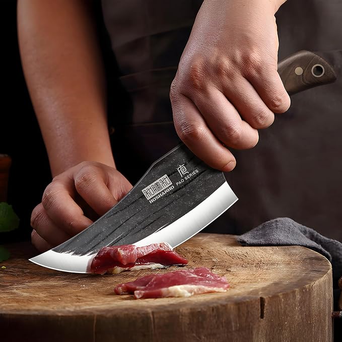 HOSHANHO 6 Inch Viking Knife, High Carbon Steel Japanese Kitchen Chef Knife, Hand Forged Butcher Knife for Meat Cutting, Multipurpose Cooking Knives for Home & Camping & BBQ