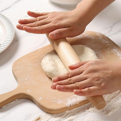 Wooden Rolling Pin for Baking Beech Wood French Rolling Pin Tapered Rolling Pin for Fondant Pie Crust Cookie Pastry Pizza Bread Non Stick Dough Roller 15.75-Inch