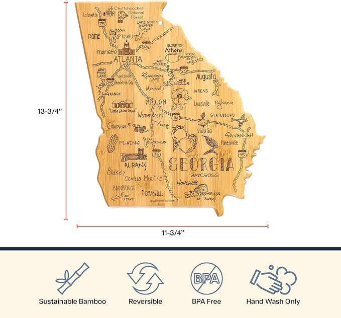 Totally Bamboo Destination Georgia State Shaped Cutting Board