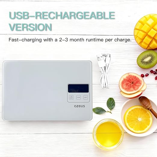 AZEUS Food Scale with USB Rechargeable, Digital Kitchen Scale with 6 Units, High Precision to 0.04 oz /11lbs Capacity, Weight Range from 3g-5000g