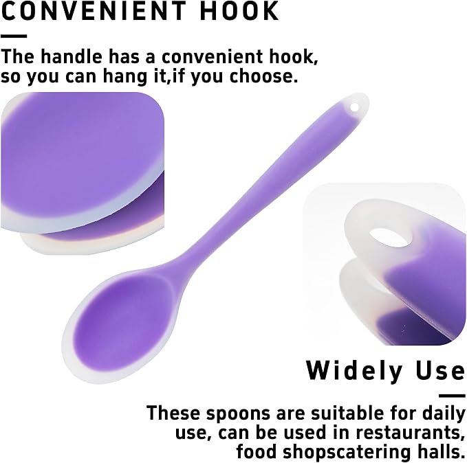 4Pcs Silicone Cooking Spoon, Heat-Resistant Nonstick Silicone Spoon for Stirring, Mixing, Cooking, Baking and Daily Use(Purple)