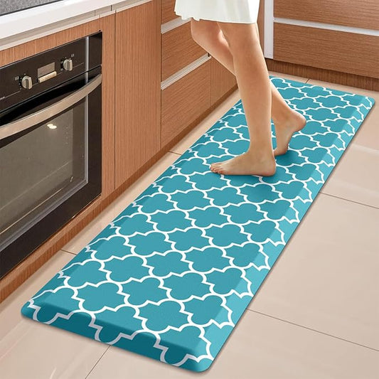 WISELIFE Anti Fatigue Floor Mat - 4/5 Inch Kitchen Mat Non Slip Waterproof Heavy Duty Ergonomic Comfort Mat Durable for Home, Office, Sink, Laundry,(17.3" x 60", Green)
