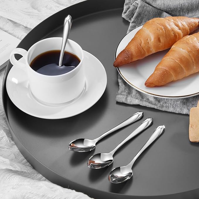KEAWELL Premium Astra 4-Piece 5.8 inch Spoon Set – Mirror-Finished 18/10 Stainless Steel with Diamond-Faceted Handles Dishwasher Safe for Modern Dining (4, Small Spoons)