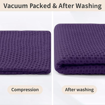Homaxy 100% Cotton Kitchen Towels and Dishcloths Set, 12 x 12 Inches and 13 x 28 Inches, Set of 8 Bulk Kitchen Towels Set, Ultra Soft Absorbent Dish Cloths for Washing Dishes, Eggplant