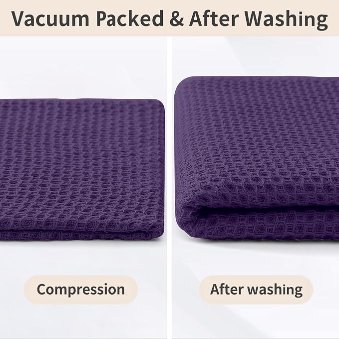 Homaxy 100% Cotton Kitchen Towels and Dishcloths Set, 12 x 12 Inches and 13 x 28 Inches, Set of 12 Bulk Kitchen Towels Set, Ultra Soft Absorbent Dish Cloths for Washing Dishes, Eggplant