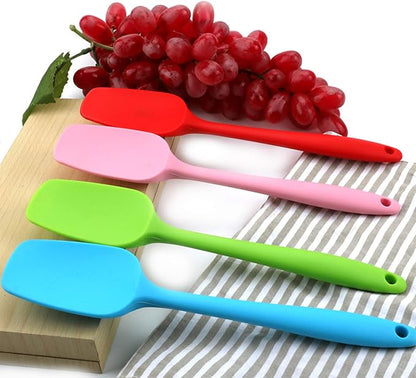 Silicone Spatulas, 10.6 inch Rubber Spoon Spatula Heat Resistant One Piece Design Seamless Non-Stick Spoonulas Flexible Scrapers Baking Mixing Tool (4 Pcs)