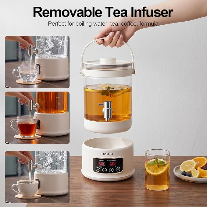 Kawu Electric Kettle, 7-in-1 Hot Water Dispenser Health Pot for Tea Coffee, 2.5L Glass Tea Kettle with Temperature Control, 24H Keep Warm, BPA Free, Water Warmer for Home Office Kitchen