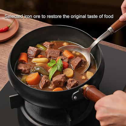 Carbon Steel Wok Pan, 8.7 INCH Nonstick Pre-Seasoned Woks & Stir-Fry Pans with Lid, No Chemical Coating Wok Flat Bottom Small Handmade Chinese Wok for Induction, Gas, Electric & All Stoves