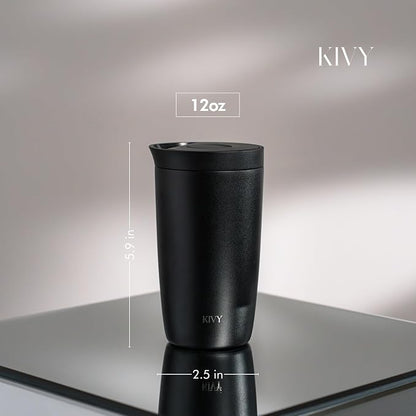 KIVY Travel Coffee Mug Tumbler [24h Cold | 6h Hot] Reusable Insulated Coffee Tumbler Stainless Steel - Spill Proof Coffee Travel Mug - Leakproof 12oz Insulated cup to go - Dishwasher Safe, BPA Free