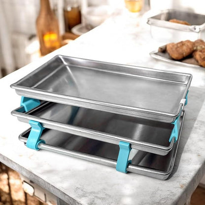 16 PCS Large Cookie Sheet Stackers, Stackable Baking Sheet Holders Reusable Stacking Clips Dividers for Cake Pan, Cooling Rack, Meal Prep, Freeze Dryer Trays Space-Saving Suitable for Home Kitchen