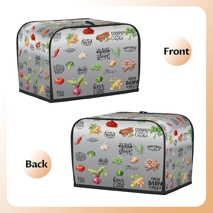 Toaster Cover 2 Slice Wide Slot Spices KitchenBread Toaster Oven Dustproof Cover Small Appliance Kitchen Covers Dust and Fingerprint Protection for Women Gift 2 Slice