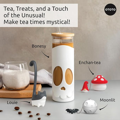 Cute Tea Strainers - Loose Leaf Tea Steeper, Tea Infuser for Loose Leaf Tea, Tea Diffusers, Tea Accessories, Mushroom Gifts, Cute Kitchen Accessories, White Elephant Gifts, (Moonlit, Spooky, Gothic)