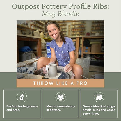OUTPOST POTTERY Profile Ribs - Precision Pottery Rib Tools Made W/Durable PLA for Consistent Shapes, Floating Designs & Accurate Craft - Texture & Trimming Tools (Ultimate Bundle)