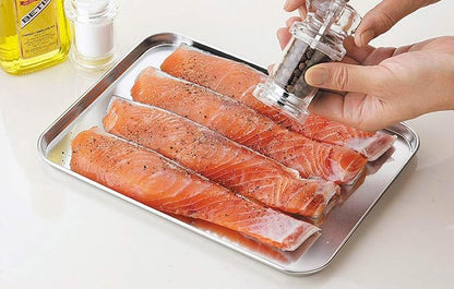 TeamFar Baking Pan with Rack Set of 4, 12.5’’ x 9.5’’ Stainless Steel Toaster Oven Baking Pan with Cooling Rack, Healthy & Non Toxic, Easy Clean& Mirror Finish, Dishwasher Safe - (2 Pans + 2 Racks)