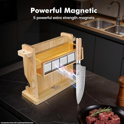 SYOKAMI 2026 Upgrade Knife Set 14 Japanese Style Kitchen Knife Set with Torii-Style Magnetic Block, Razor-Sharp High Carbon Stainless Steel Knives Set for Kitchen with Anti-Slip Handle, Ideal for Gift
