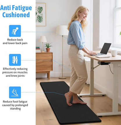 StepLively Kitchen Mat, 2 PCS Kitchen Rugs, Cushioned Kitchen Mats for Floor, Anti Fatigue Kitchen Rug Set, Non-Skid Standing Mat for Kitchen, Office, Sink, 17.3"×30"+17.3"×59", Black