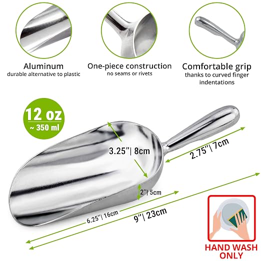 CUSINIUM Aluminium Popcorn/Floor Scoop w/Popcorn Salt Shaker with Handle Set - No Consumables Included