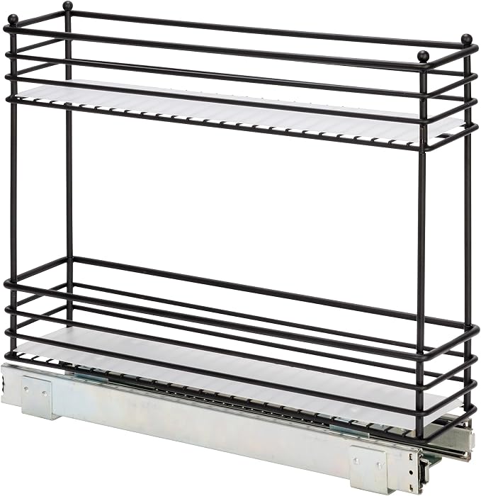 Household Essentials Glidez Under Cabinet 2‑Tier Pull‑Out Storage Organizer with Removable PEVA Liners, Matte Black