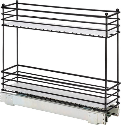 Household Essentials Glidez Under Cabinet 2‑Tier Pull‑Out Storage Organizer with Removable PEVA Liners, Matte Black