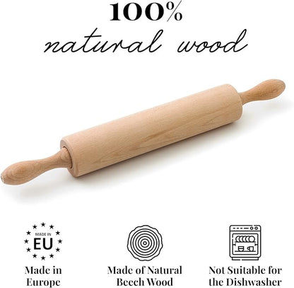 tuuli Kitchen Professional Classic Wooden Rolling Pin with revolving Centre (17,3 by 2,2 inches)