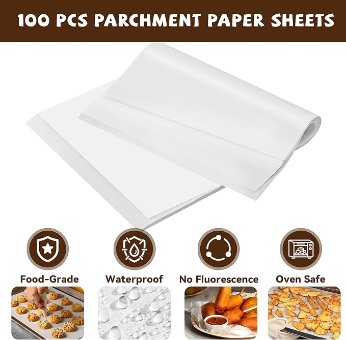 Air Fryer Paper Liners Disposable Compatible with Breville BOV900BSS Smart Oven Air Fryer Pro, 100 PCS Parchment Paper Sheets Accessories for Breville toaster oven