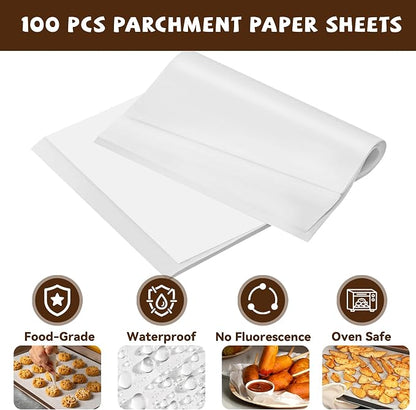 Air Fryer Paper Liners Disposable Compatible with Breville BOV900BSS Smart Oven Air Fryer Pro, 100 PCS Parchment Paper Sheets Accessories for Breville toaster oven