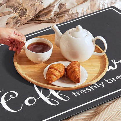 Findosom Dish Drying Mat, 16"x 24" Super Absorbent & Hide Stain Coffee Mat, Cuttable Drying Mat for Kitchen Counter, Coffee Bar Accessories, Under Dish Rack, Coffee Maker, Espresso Machine, Black