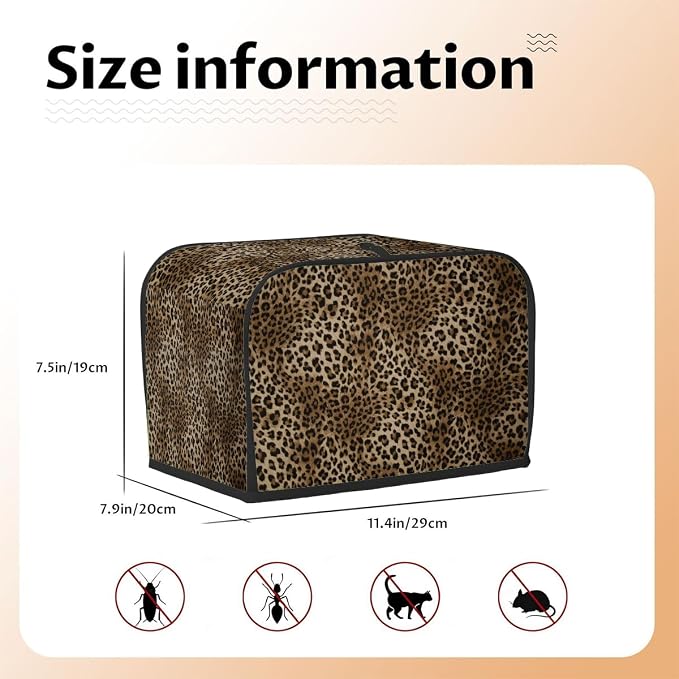 Toaster Cover 2 Slice Wide Slot Leopard CheetahBread Toaster Oven Dustproof Cover Small Appliance Kitchen Covers Dust and Fingerprint Protection for Women Gift 2 Slice
