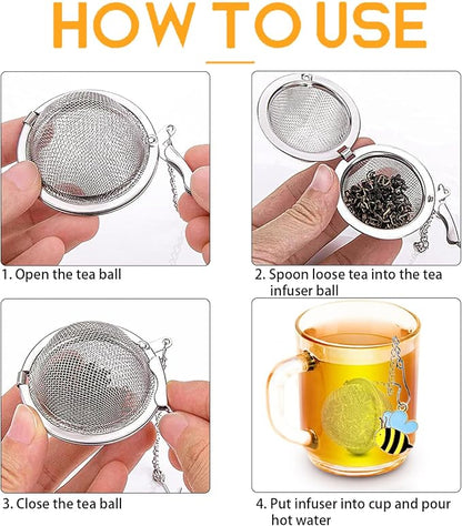 TeaSanavie 2 Pack Tea Infuser for Loose Leaf Tea with Gnome & Honey Bee Charms - 304 Stainless Steel Tea Steeper, Nature Themed Tea Gift