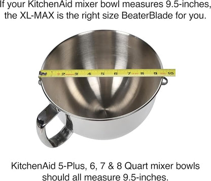 New Metro Design Beater Paddle Replacement Blade, Fits 5-Plus, 6, 7 & 8-Qt Bowl-Lift stand mixers, XL-MAX-Gray, Gray