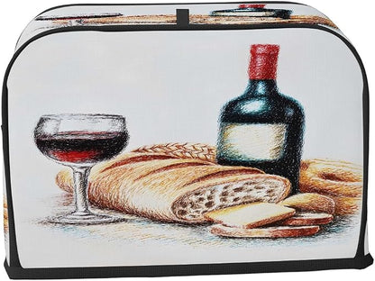 Red Wine Toaster Cover 2 Slice Wide Slot Washable Toaster Covers | Modern Food Dust and Fingerprint Protection Bread Maker Covers for Kitchen Accessories Decor Bakeware Women Gift