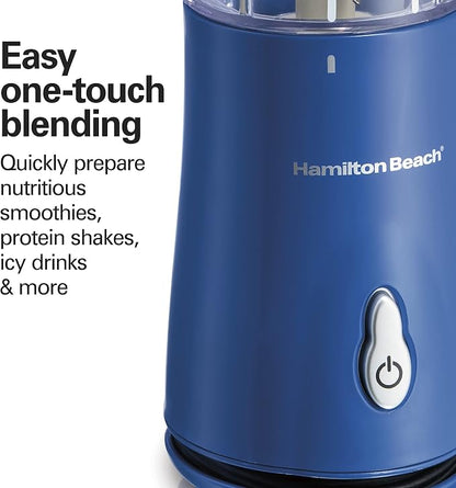 Hamilton Beach Portable Blender for Shakes and Smoothies,14 Oz BPA Free Travel Cup & Lid,Durable Stainless Steel Blades,Personal Smoothie Blender,Blue,51132G,(Pack of 4)