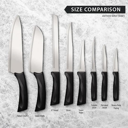 Rada Cutlery Anthem Series Cook’s Knife (W434), 6.5" Stainless Steel Blade, Black Handle, Pack of 2