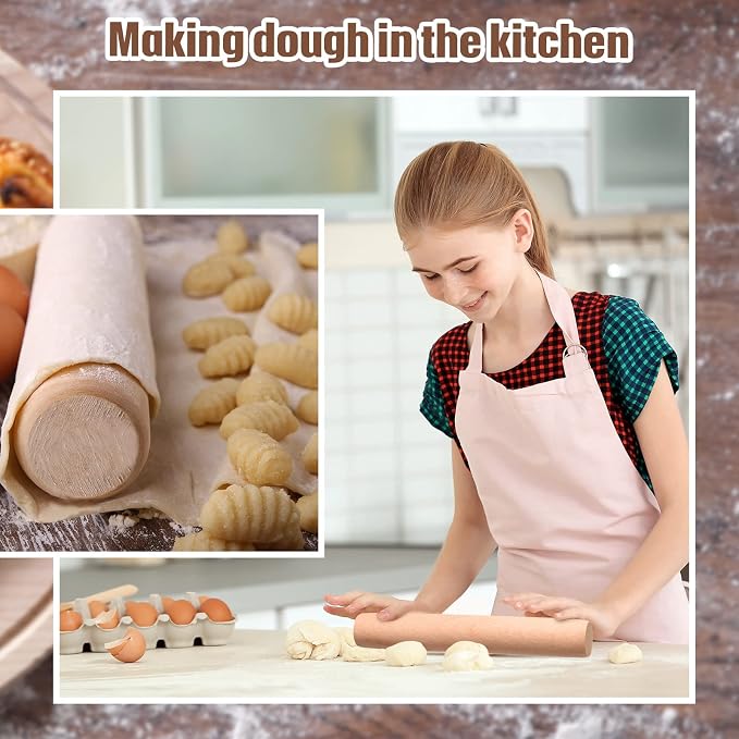 Patelai 20 Pieces Small Wooden Rolling Pin, Dumpling Dough Roller Wooden Mini Rolling Pins Kitchen Utensil Tool for Fondant, Pasta, Bread, Pastry, Cookies, Pizza, Pie, Cylinder Style, 6.3 Inch