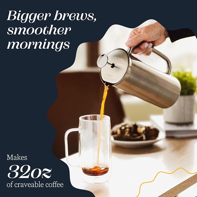 ESPRO Fathers Day French Press Coffee Maker for Dad, Pro P7 Brushed Stainless Steel 304, Patented Double Walled Micro-Filter, Insulated Grit-Free Brew, Heat Resistant BPA Free, 32oz