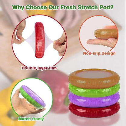 Reusable Avocado Saver and Onions Storage,4PCS Silicone Fruit and Veggie Savers,Stretch Fresh Pods Storage Box Set for Fridge,Ideal for Avocados, Tomatoes, Apples, Lemons,Potatoes, Garlic