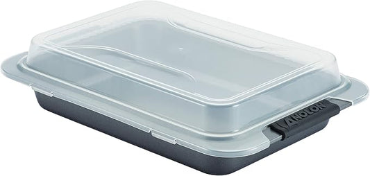 Anolon Advanced Nonstick Baking Pan With Lid / Nonstick Cake Pan With Lid, Rectangle - 9 Inch x 13 Inch, Gray