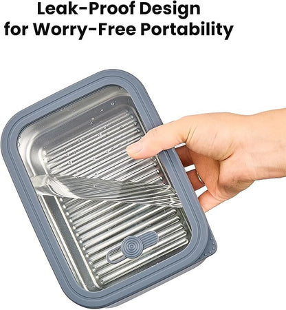 44oz/1300ml Stainless Steel Food Containers,Stainless Steel Containers with Lids,Snack Containers,Lunch Box,Easy Clean,Airtight & Leakproof for Kitchen Storage,Dishwasher Safe,BPA-Free