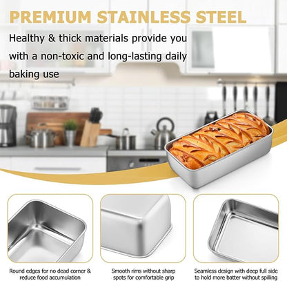 TeamFar Loaf Pan, 9¼” × 5” Bread Loaf Pan Meatloaf Pan Stainless Steel for Baking Bread Cake Toast, Healthy & Durable, Dishwasher Safe & Easy Clean