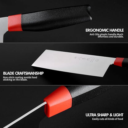 SHI BA ZI ZUO Kitchen Knife Set, Meat Cleaver, Chef Knife, Professional Santoku Knife Ergonomic Design Handle