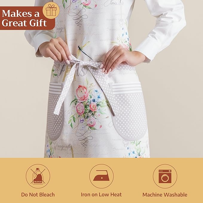 Maison d' Hermine 100% Cotton Apron for women with Pocket Kitchen Chef Apron for Men Cooking Spring Summer
