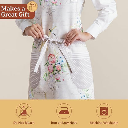Maison d' Hermine 100% Cotton Apron for women with Pocket Kitchen Chef Apron for Men Cooking Spring Summer